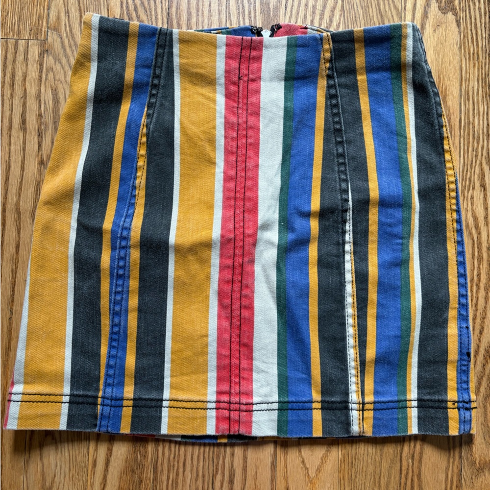 Free People Blue Black Mini Pencil Skirt